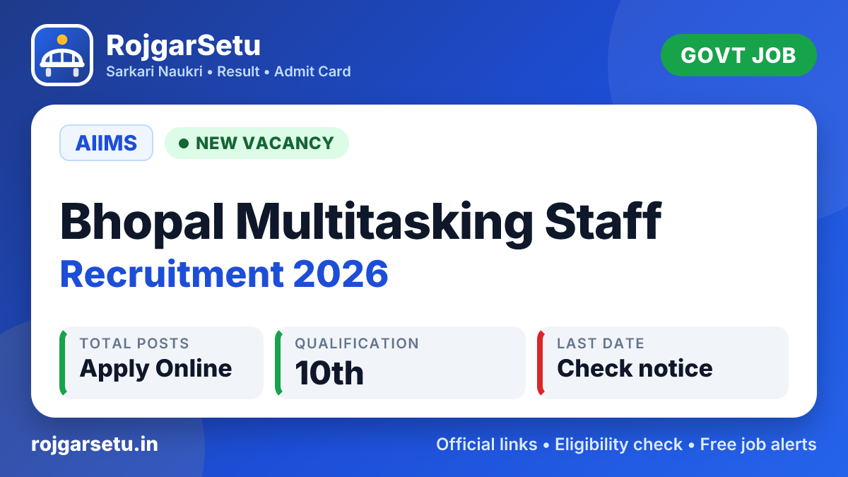 AIIMS Bhopal Multitasking Staff Recruitment 2026 – Walkin
