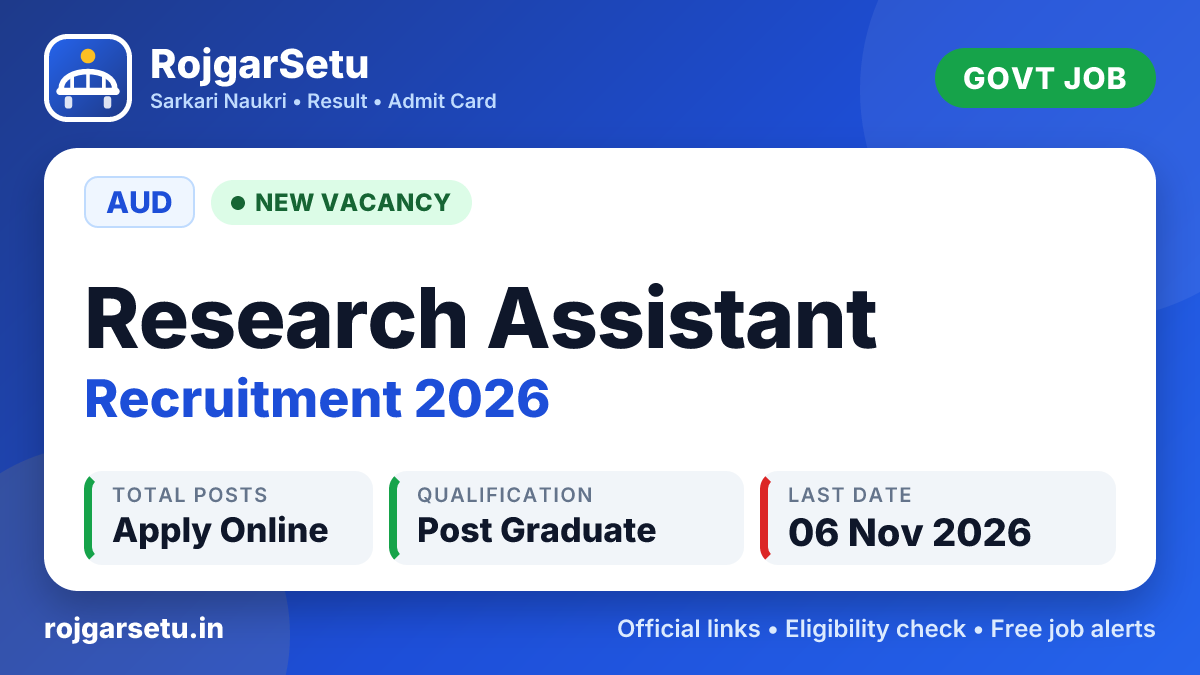 AUD Research Assistant Recruitment 2026 – Apply Online