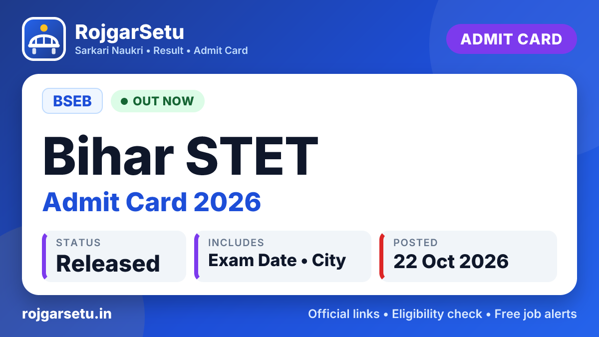 BSEB Bihar STET Admit Card 2026