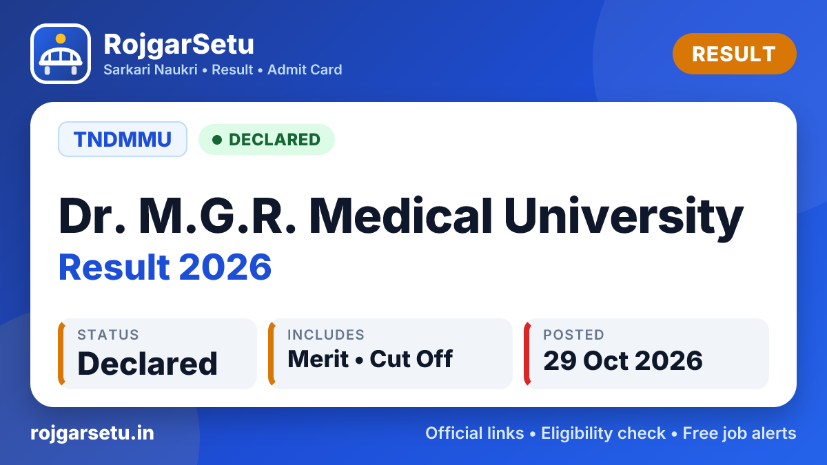 Dr. M.G.R. Medical University Result 2026 Out - Check UG Result Online @ tnmgrmu.ac.in