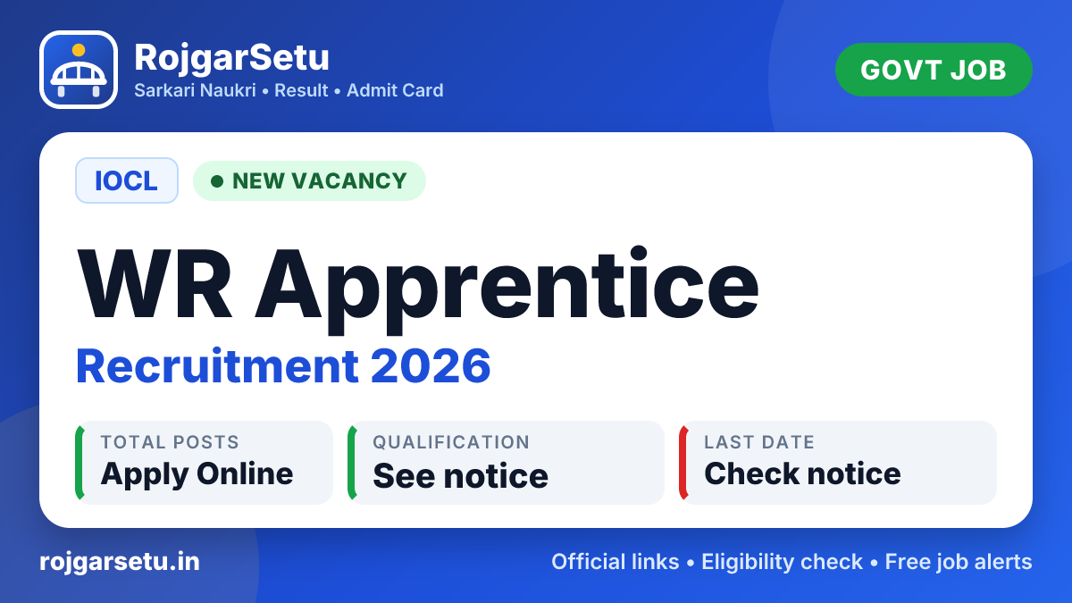 IOCL WR Apprentice Online Form 2026
