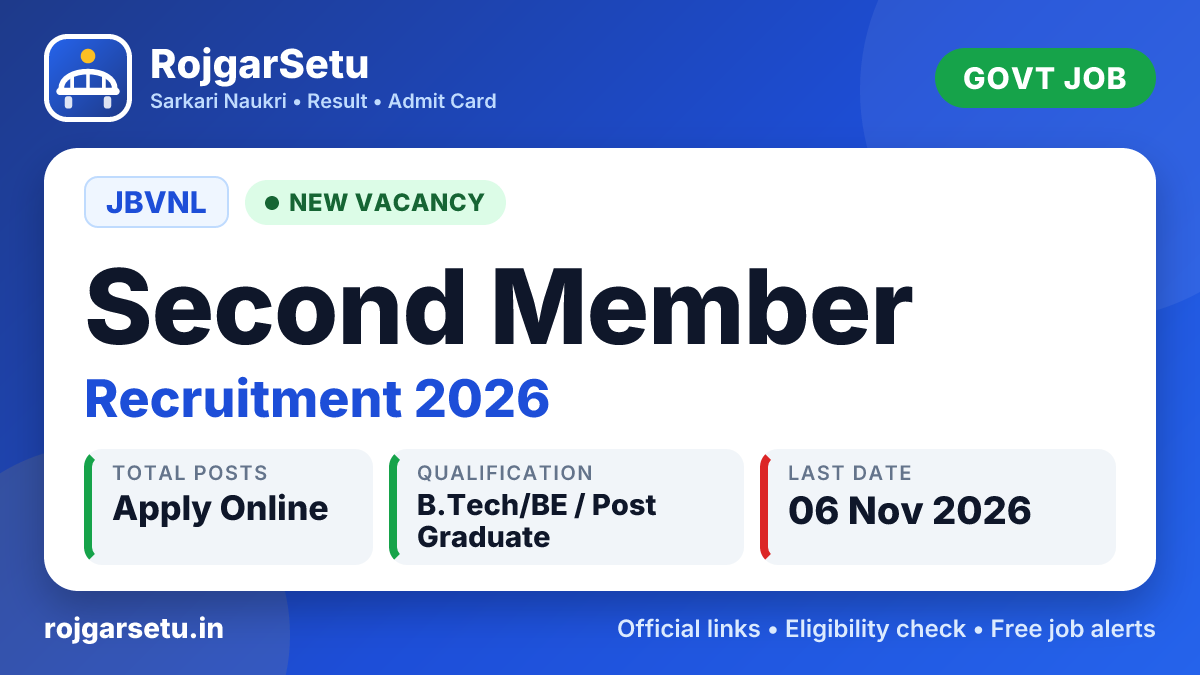 JBVNL Second Member Recruitment 2026 – Apply Offline