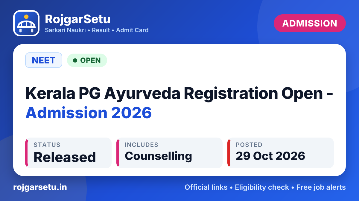 Kerala NEET PG Ayurveda 2026 Registration Open - Apply Online at cee.kerala.gov.in, Check Eligibility