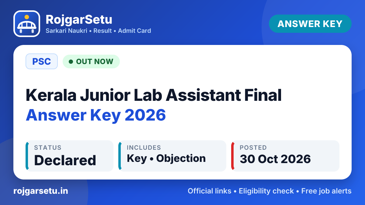 Kerala PSC Junior Lab Assistant Final Answer Key 2026 Out - Download Medical Education Service PDF
