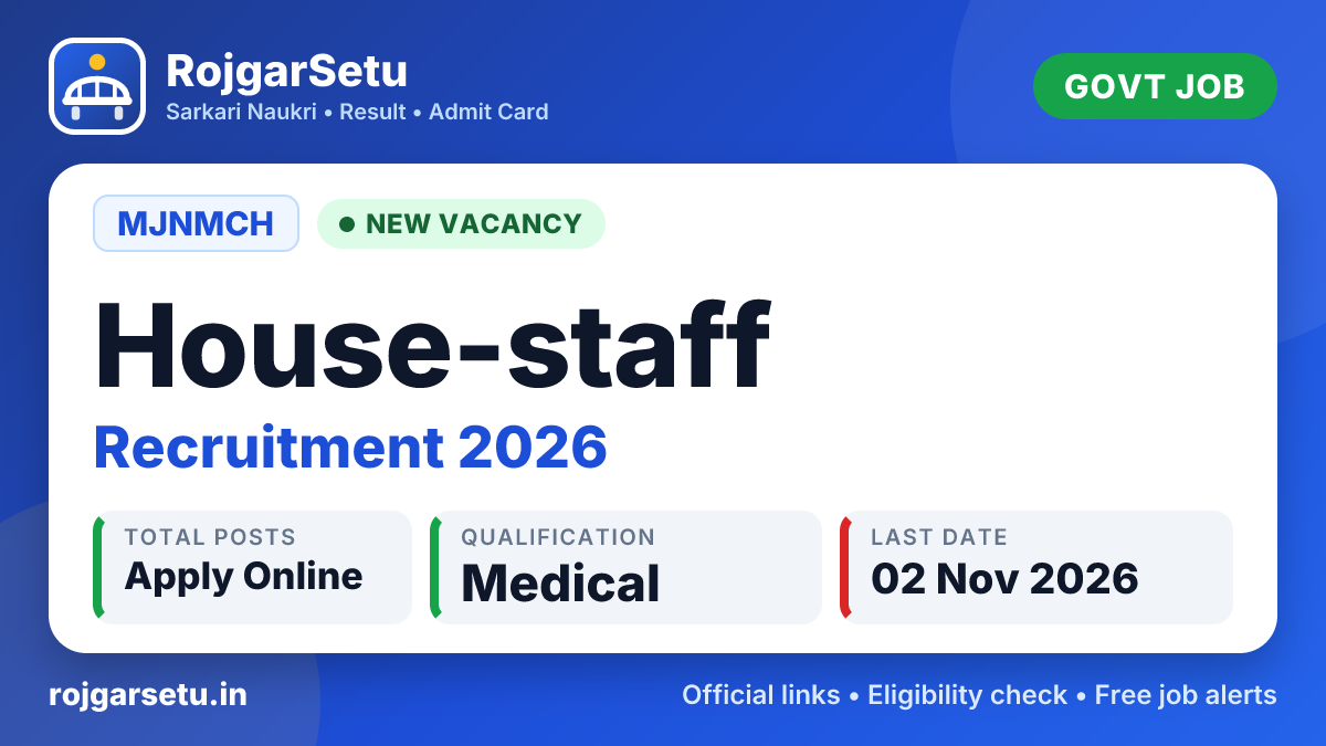 एमजेएनएमसीएच हाउस-स्टाफ भर्ती 2026 – ऑनलाइन आवेदन करें