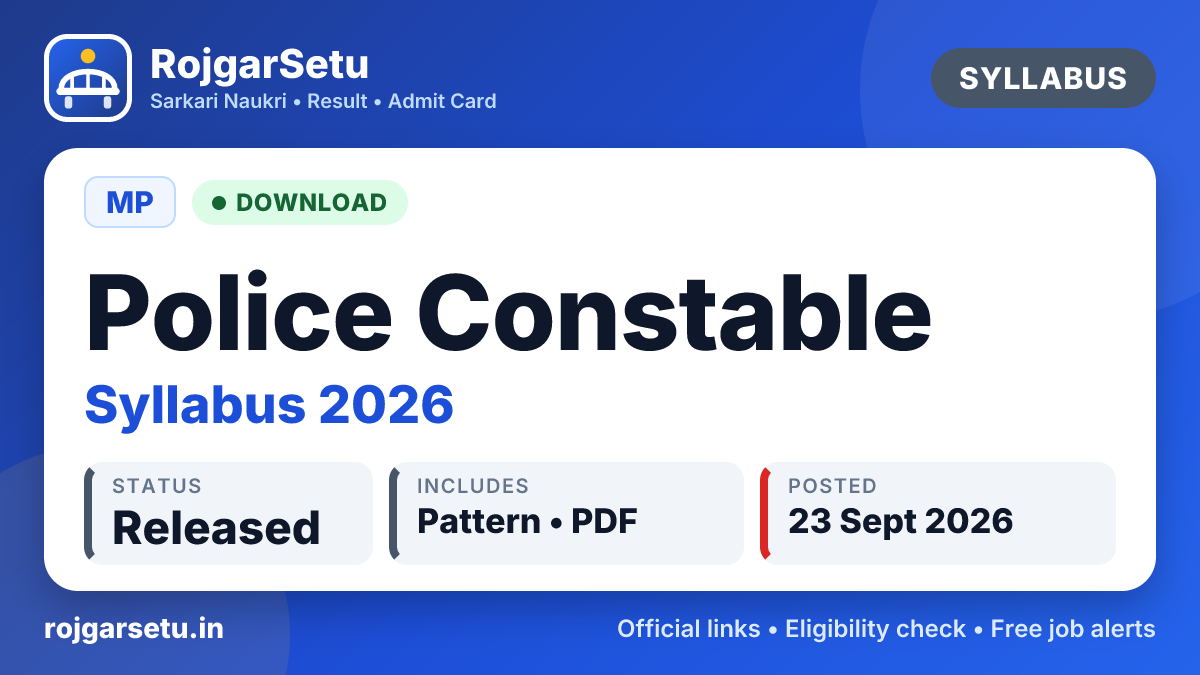 MP Police Constable Syllabus 2026 In Hindi