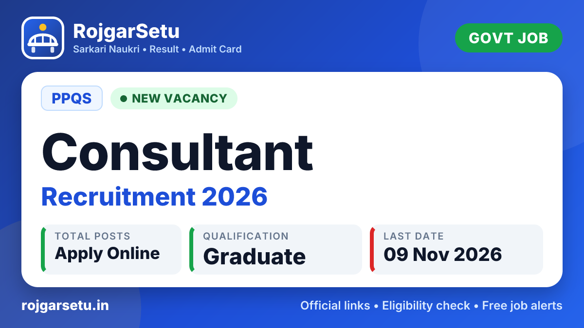 PPQS Consultant Recruitment 2026 โ Apply Online