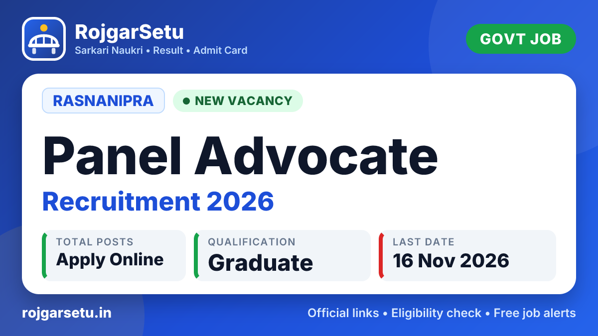 RASNANIPRA Panel Advocate Recruitment 2026 โ Apply Offline