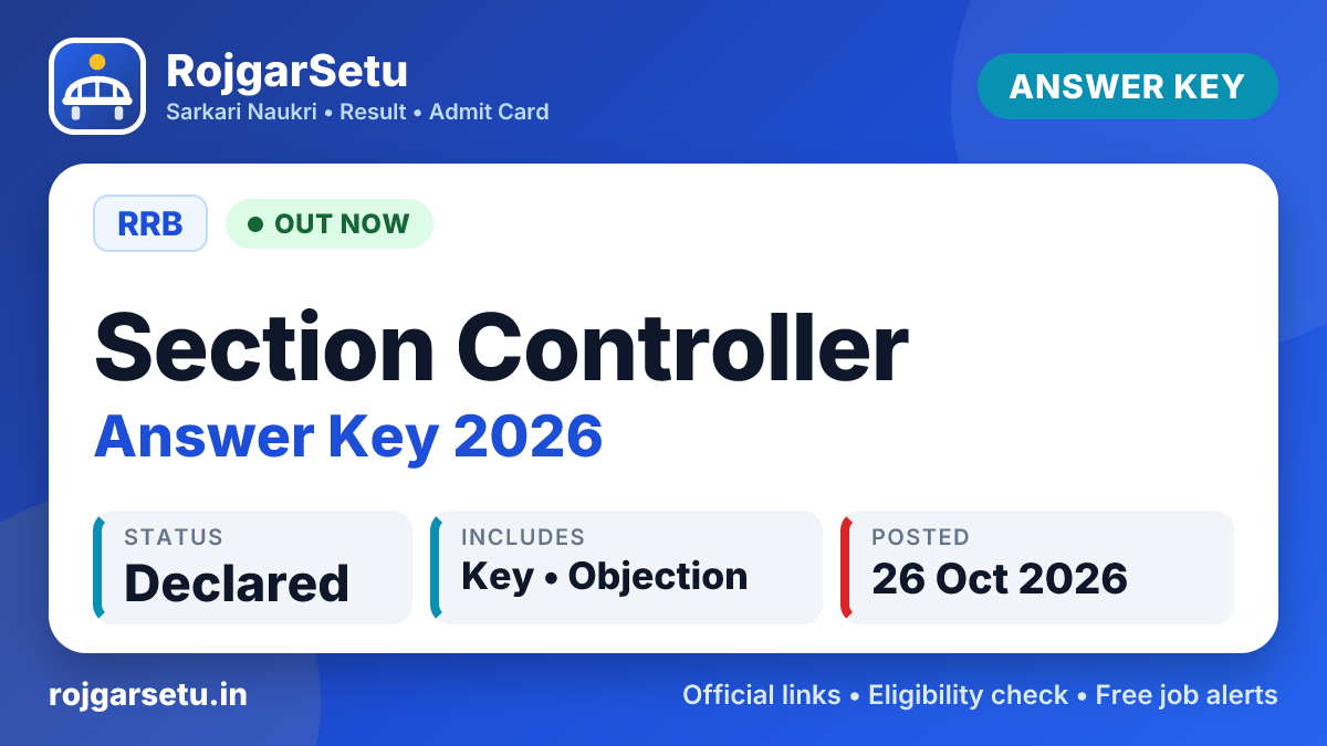 RRB Section Controller Answer Key 2026 – Out