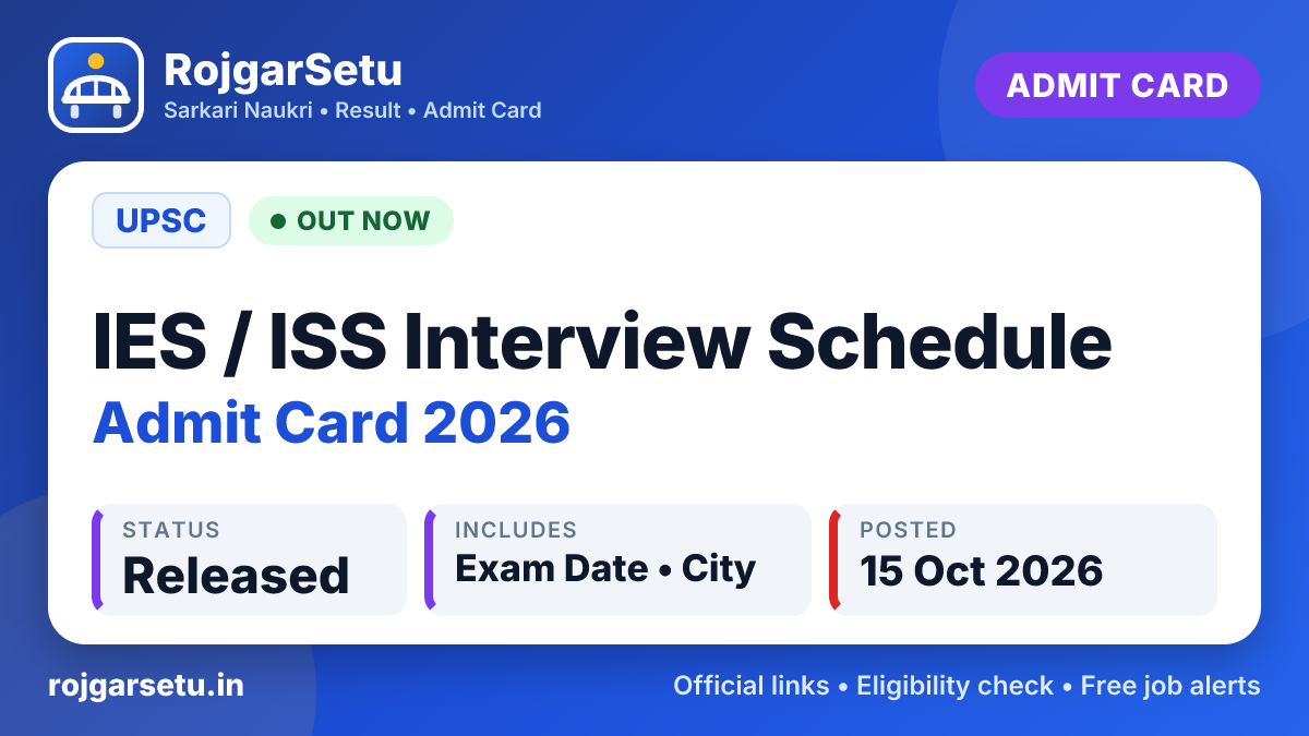 UPSC IES / ISS Interview Schedule 2026