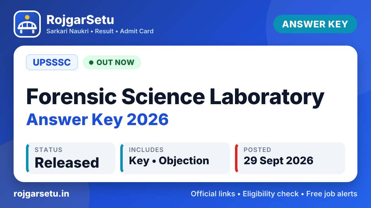 UPSSSC Forensic Science Laboratory Answer Key 2026