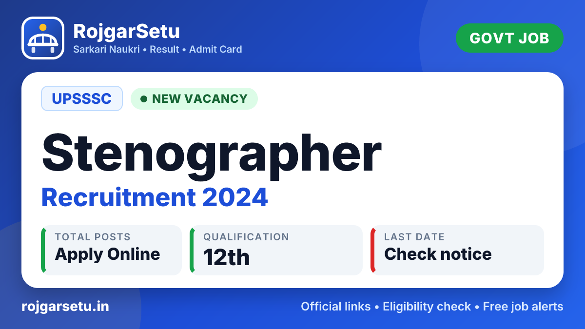 UPSSSC स्टेनोग्राफर भर्ती 2024 (Document अपलोड 2026)