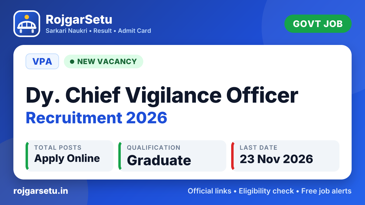 VPA Dy. Chief Vigilance Officer Recruitment 2026 โ Apply Offline