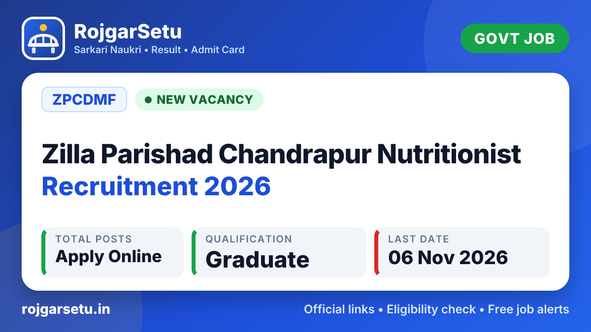 Zilla Parishad Chandrapur Nutritionist Recruitment 2026 – Apply Offline
